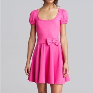 pink flare dress with sleeves